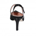 Chaussure ouverte au talon à bout pointu pour femmes avec courroie en satin noir talon 7 - Pointures disponibles:  32, 43, 45