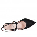 Chaussure ouverte au talon à bout pointu pour femmes avec courroie en satin noir talon 7 - Pointures disponibles:  32, 43, 45