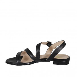 Sandale pour femmes en cuir noir avec elastique talon 1 - Pointures disponibles:  32 2
