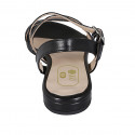 Sandalia para mujer en piel negra con elastico tacon 1 - Tallas disponibles:  32, 33, 43, 44, 45