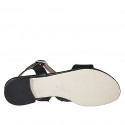 Sandalia para mujer en piel negra con elastico tacon 1 - Tallas disponibles:  32, 33, 43, 44, 45