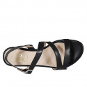 Sandale pour femmes en cuir noir avec elastique talon 1 - Pointures disponibles:  32, 33, 43, 44, 45