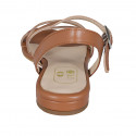Sandale pour femmes en cuir cognac avec elastique talon 1 - Pointures disponibles:  32, 33, 43, 44