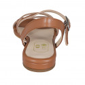 Woman's sandal in cognac brown leather with elastic band heel 1 - Available sizes:  32, 33