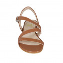 Sandalo da donna in pelle marrone con elastico tacco 1 - Misure disponibili: 32, 33, 43, 44