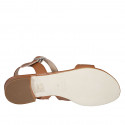 Sandale pour femmes en cuir cognac avec elastique talon 1 - Pointures disponibles:  32, 33, 43, 44