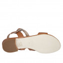 Woman's sandal in cognac brown leather with elastic band heel 1 - Available sizes:  32, 33, 43, 44