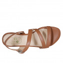 Woman's sandal in cognac brown leather with elastic band heel 1 - Available sizes:  32, 33, 43, 44