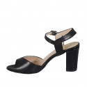 Sandale pour femmes avec courroie en cuir noir et lamé argent talon 8 - Pointures disponibles:  32, 42, 43