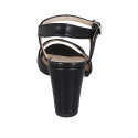 Sandale pour femmes avec courroie en cuir noir et lamé argent talon 8 - Pointures disponibles:  32, 42, 43