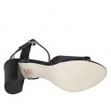Sandale pour femmes avec courroie en cuir noir et lamé argent talon 8 - Pointures disponibles:  32, 42, 43