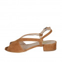 Sandale pour femmes en daim cognac talon 2 - Pointures disponibles:  32, 33, 44