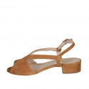 Sandale pour femmes en daim cognac talon 2 - Pointures disponibles:  32, 33, 43, 44, 45