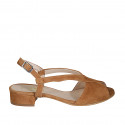 Sandale pour femmes en daim cognac talon 2 - Pointures disponibles:  32, 33, 44
