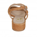 Sandale pour femmes en daim cognac talon 2 - Pointures disponibles:  32, 33, 44
