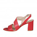 Woman's sandal in red-colored leather heel 8 - Available sizes:  44, 45