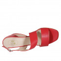Sandale pour femmes en cuir de couleur rouge talon 8 - Pointures disponibles:  44, 45