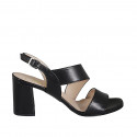 Sandale pour femmes en cuir de couleur noir talon 8 - Pointures disponibles:  43, 45