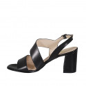 Sandale pour femmes en cuir de couleur noir talon 8 - Pointures disponibles:  43, 45