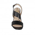 Sandalia para mujer en piel de color negro tacon 8 - Tallas disponibles:  43, 45