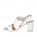 Woman's sandal in white leather heel 8 - Available sizes:  43, 44, 45