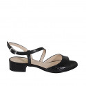 Sandale pour femmes avec courroie en cuir et cuir imprimé noir talon 2 - Pointures disponibles:  32, 33, 44
