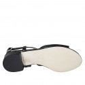 Sandalia para mujer con cinturon en piel y piel imprimida negra tacon 2 - Tallas disponibles:  32, 33, 44