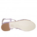 Woman's strap sandal in lilac leather and printed leather heel 2 - Available sizes:  34, 42