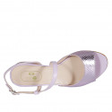 Sandale pour femmes avec courroie en cuir et cuir imprimé lilas talon 2 - Pointures disponibles:  34, 42