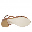 Sandale pour femmes en cuir cognac talon 5 - Pointures disponibles:  32, 43, 44