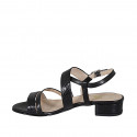 Woman's sandal in black leather and printed leather heel 2 - Available sizes:  32, 43, 44