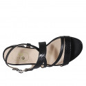 Sandale pour femmes en cuir et cuir imprimé noir talon 2 - Pointures disponibles:  32, 43, 44