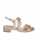 Woman's sandal in nude leather and copper printed patent leather heel 2 - Available sizes:  32, 44