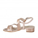 Woman's sandal in nude leather and copper printed patent leather heel 2 - Available sizes:  32, 44