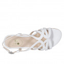 Woman's sandal in white leather heel 1 - Available sizes:  32