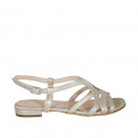 Woman's sandal in platinum laminated leather heel 1 - Available sizes:  32