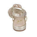 Sandale pour femmes en cuir lamé platine talon 1 - Pointures disponibles:  32