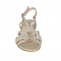 Woman's sandal in platinum laminated leather heel 1 - Available sizes:  32