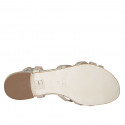 Sandale pour femmes en cuir lamé platine talon 1 - Pointures disponibles:  32