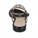 Sandale pour femmes en cuir noir talon 1 - Pointures disponibles:  32, 33