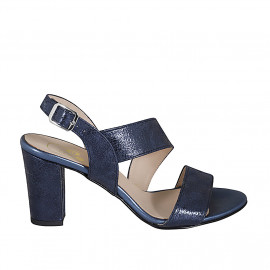 Woman's sandal in blue laminated leather heel 8 - Available sizes:  43