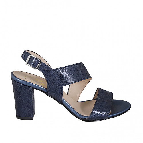 Sandale pour femmes en cuir lamé bleu talon 8 - Pointures disponibles:  34, 43, 44