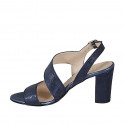 Sandale pour femmes en cuir lamé bleu talon 8 - Pointures disponibles:  34, 43, 44