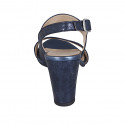 Sandale pour femmes en cuir lamé bleu talon 8 - Pointures disponibles:  34, 43, 44