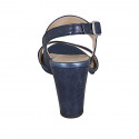 Sandale pour femmes en cuir lamé bleu talon 8 - Pointures disponibles:  43, 44
