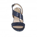 Woman's sandal in blue laminated leather heel 8 - Available sizes:  34, 43, 44