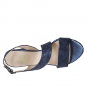 Sandalo da donna in pelle laminata blu tacco 8 - Misure disponibili: 34, 43, 44