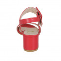 Sandalo da donna con fibbia in pelle rossa tacco 5 - Misure disponibili: 42, 43, 44, 45