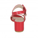 Woman's sandal with buckle in red leather heel 5 - Available sizes:  42, 43, 44, 45