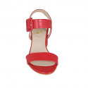 Woman's sandal with buckle in red leather heel 5 - Available sizes:  42, 43, 44, 45